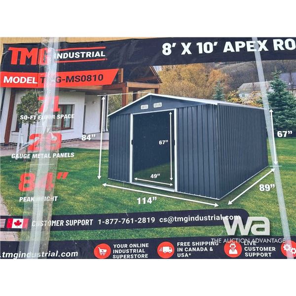 TMG 8 X 10 IN. APEX ROOF METAL SHED