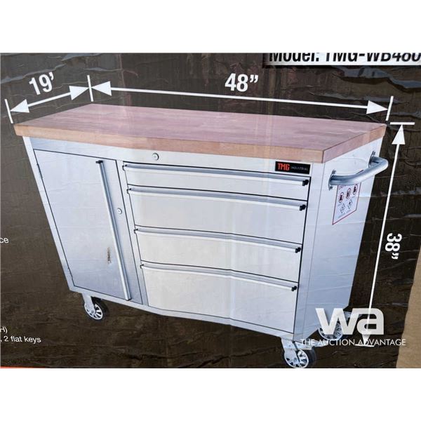 TMG 48 IN. STAINLESS STEEL ROLLING WORKBENCH