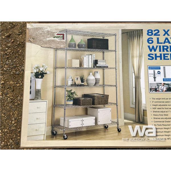 6 LAYER WIRE METAL SHELVING RACK
