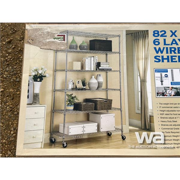 6 LAYER WIRE METAL SHELVING RACK