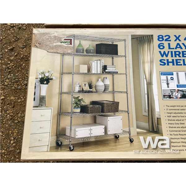 6 LAYER WIRE METAL SHELVING RACK
