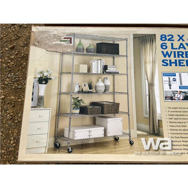 6 LAYER WIRE METAL SHELVING RACK