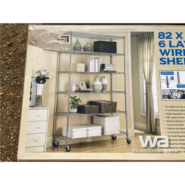 6 LAYER WIRE METAL SHELVING RACK