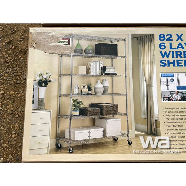 6 LAYER WIRE METAL SHELVING RACK