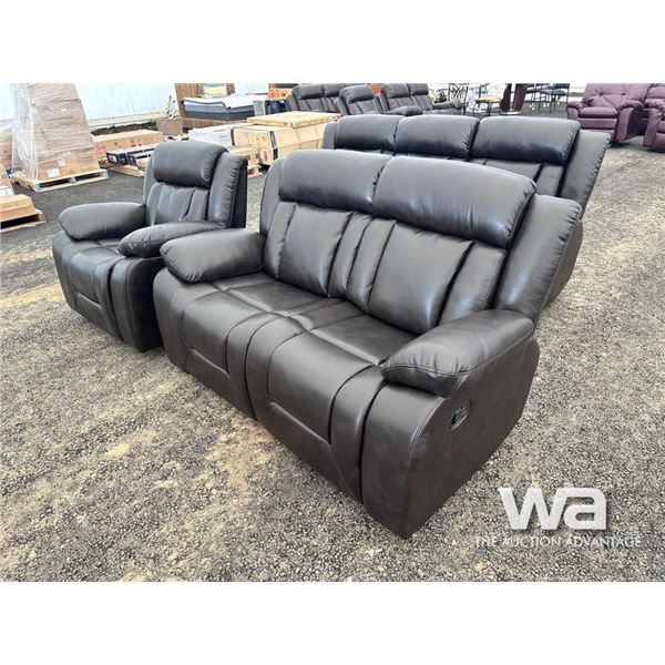 LEATHER RECLINING SOFA, LOVESEAT AND CHAIR