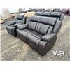 Image 1 : LEATHER RECLINING SOFA, LOVESEAT AND CHAIR