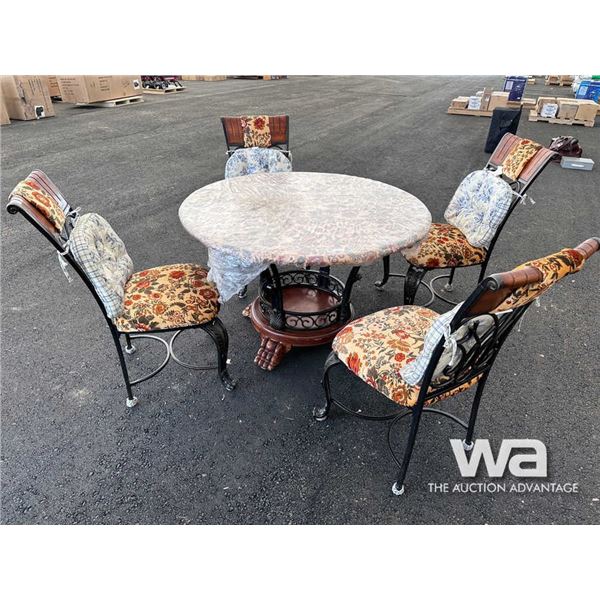 HARD OAK ROUND TABLE & (4) CHAIRS