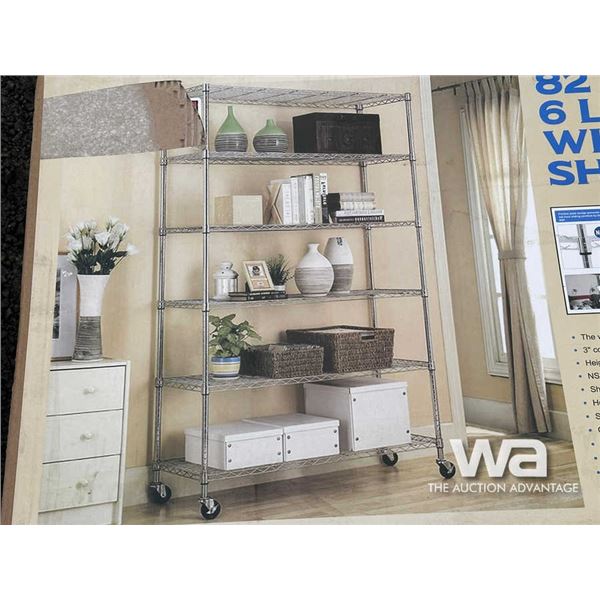 6 LAYER WIRE METAL SHELVING RACK