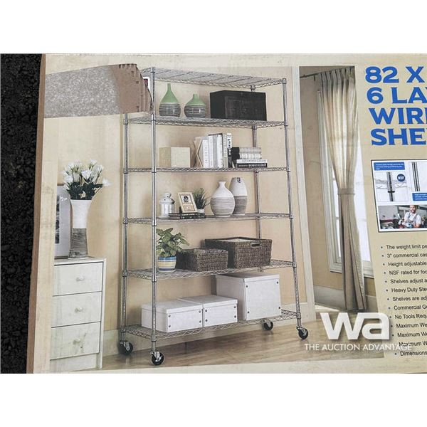 6 LAYER WIRE METAL SHELVING RACK