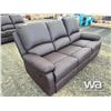Image 2 : 3 SEAT BROWN LEATHER SOFA