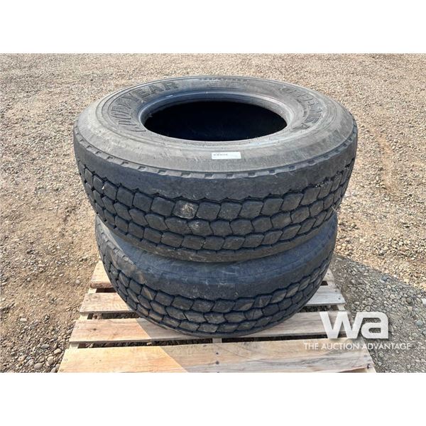 (2) GOODYEAR 385/65R22.5 STEER TIRES
