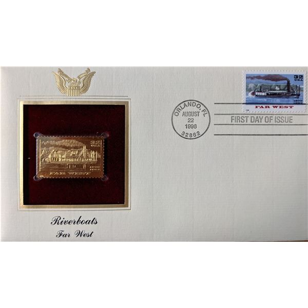 Riverboats Far West Gold Stamp Replica First Day Cover