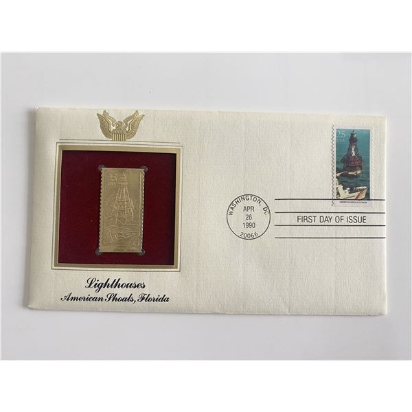 Lighthouses American Shoals, Florida Gold Stamp Replica First Day Cover