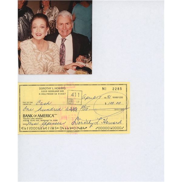 Dorothy Lamour signed check