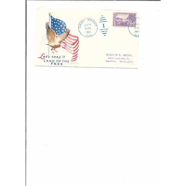 Camp Grant, ILL - Patriotic First Day Cover - 1941