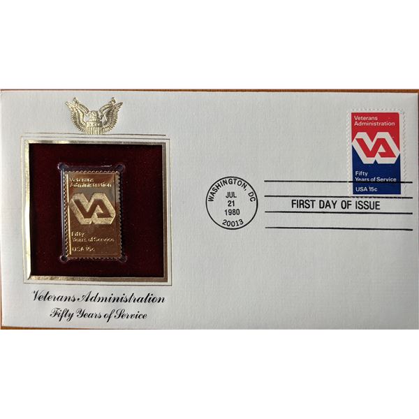 Veterans Administration Fifty Years of Service Gold Stamp Replica First Day Cover