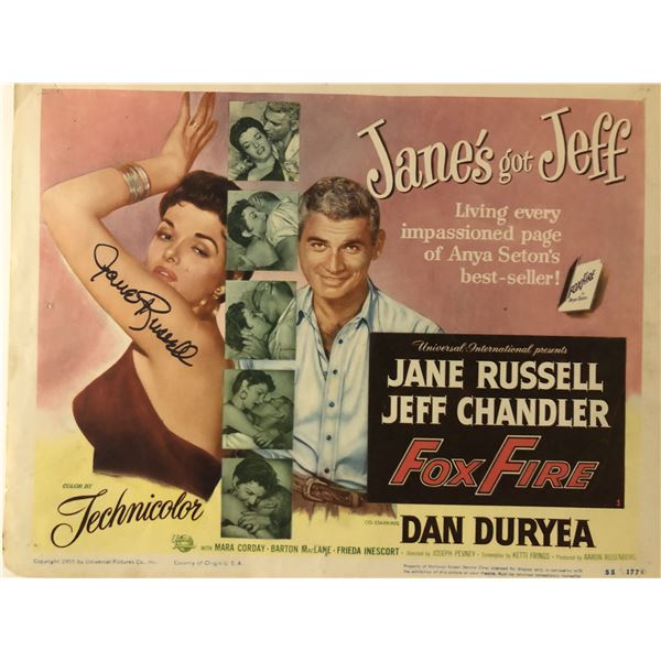 Foxfire Jane Russell signed lobby card