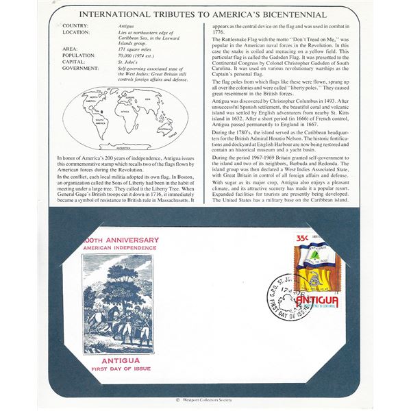 Antigua - International Tributes to America's Bicentennial FDC