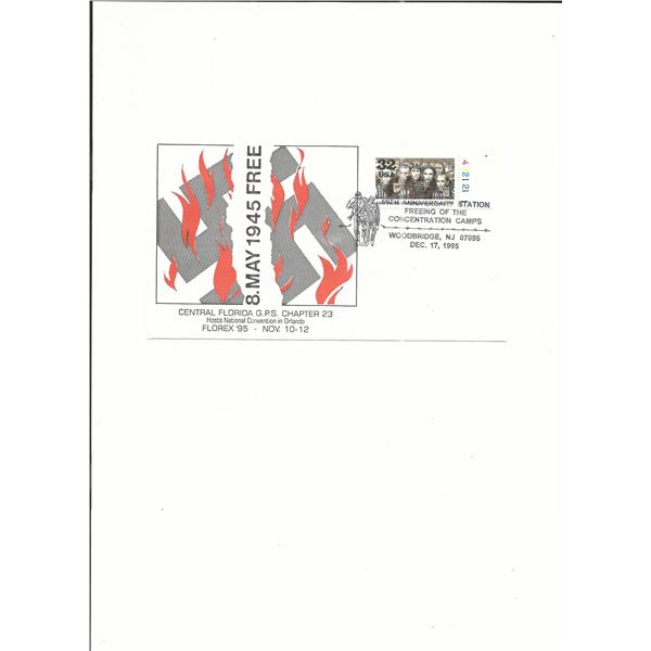 WWII 50th Anniversary of the Freeing of the Concentration Camps - First Day Cover - Woodbridge, NJ -
