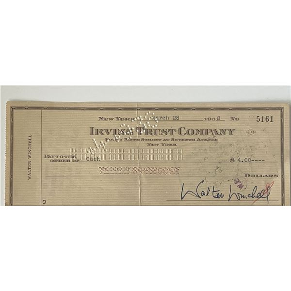 Columnist Walter Winchell signed check