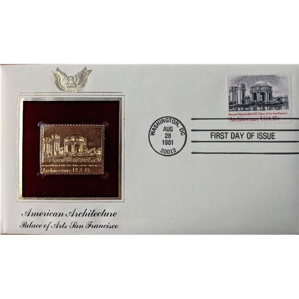 American Architecture Palace of Arts, San Francisco Gold Stamp Replica First Day Cover