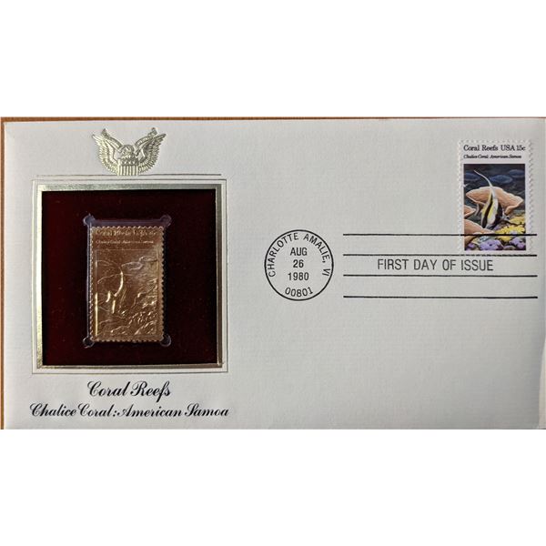 Coral Reefs Chalice Coral, American Samoa Gold Stamp Replica First Day Cover