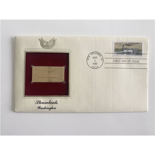 Steamboats Washington Gold Stamp Replica First Day Cover