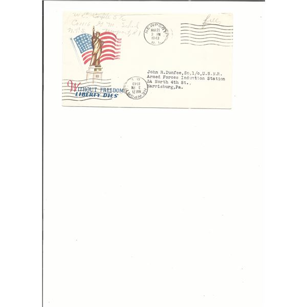 Newport, R.I. - Free Franked Cover - 1943