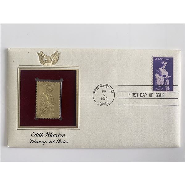 Edith Wharton Literary Arts Series Gold Stamp Replica First Day Cover