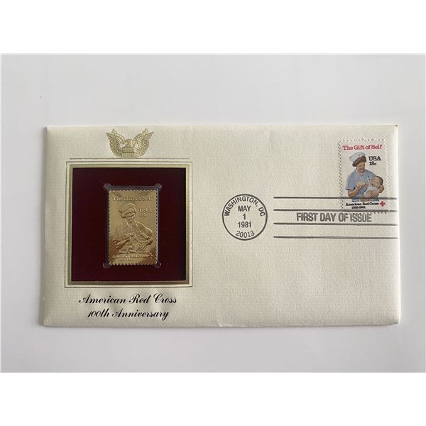 American Red Cross 100th Anniversary Gold Stamp Replica First Day Cover