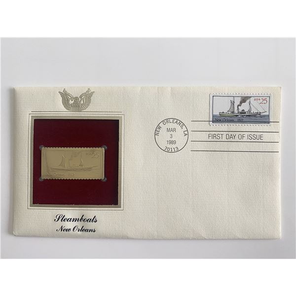 Steamboats New Orleans Gold Stamp Replica First Day Cover