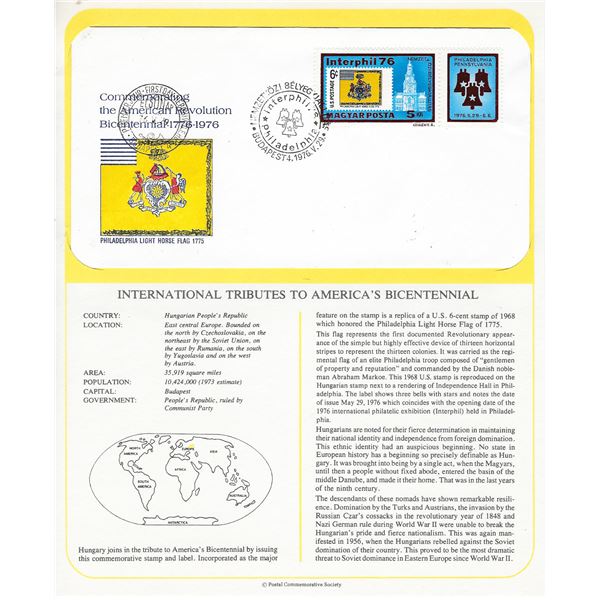 Hungarian People's Republic - International Tributes to America's Bicentennial FDC