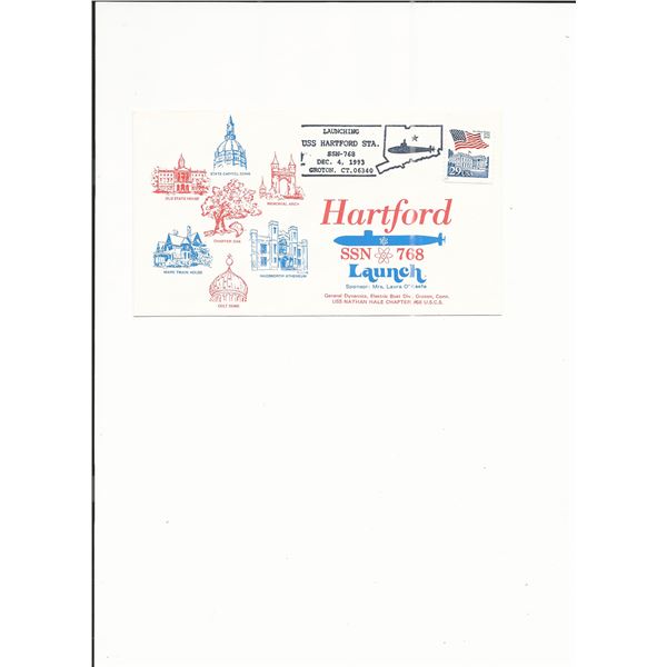 U.S.S. Hartford Launch - First Day Cover - Groton, CT - 1993