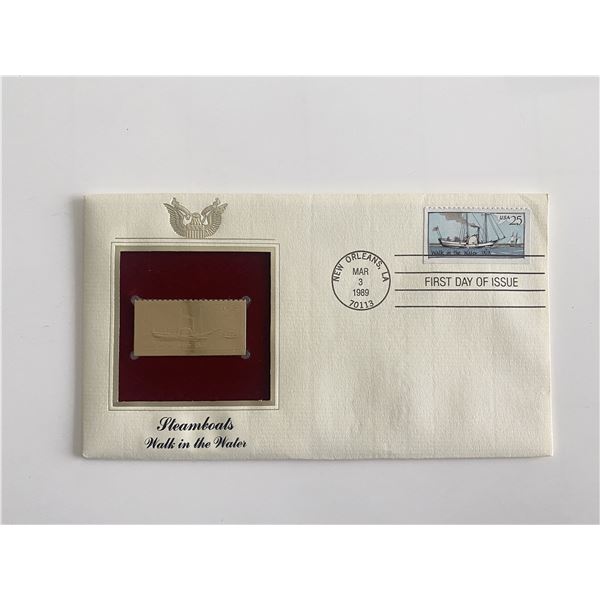 Steamboats Walk in the Water Gold Stamp Replica First Day Cover