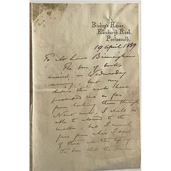 Bishop's House 1889 signed letter