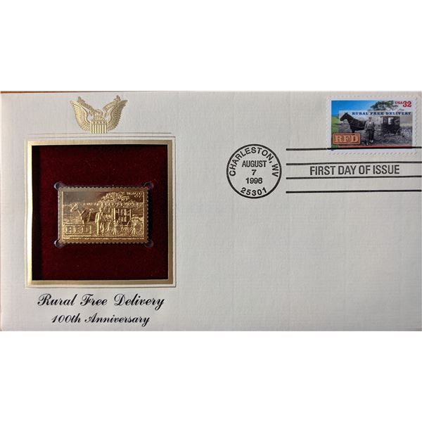 Rural Free Delivery 100th Anniversary Gold Stamp Replica First Day Cover