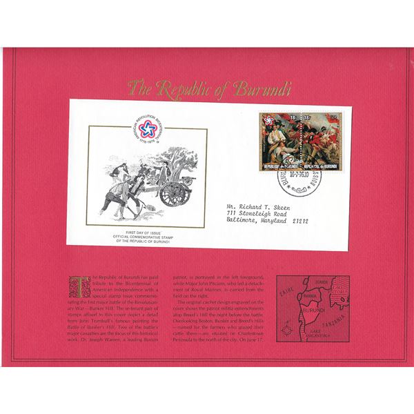 The Republic of Burundi - American Bicentennial Commemorative FDC