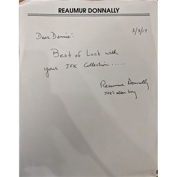 JFK's Altar Boy Signed Note