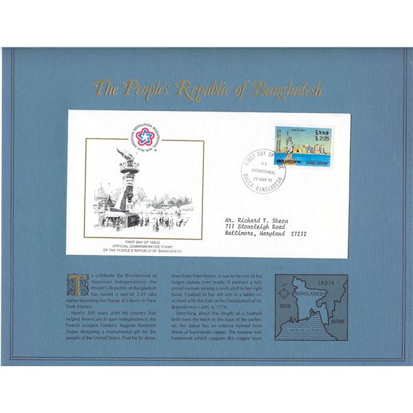 The People's Republic of Bangladesh - American Bicentennial Commemorative FDC