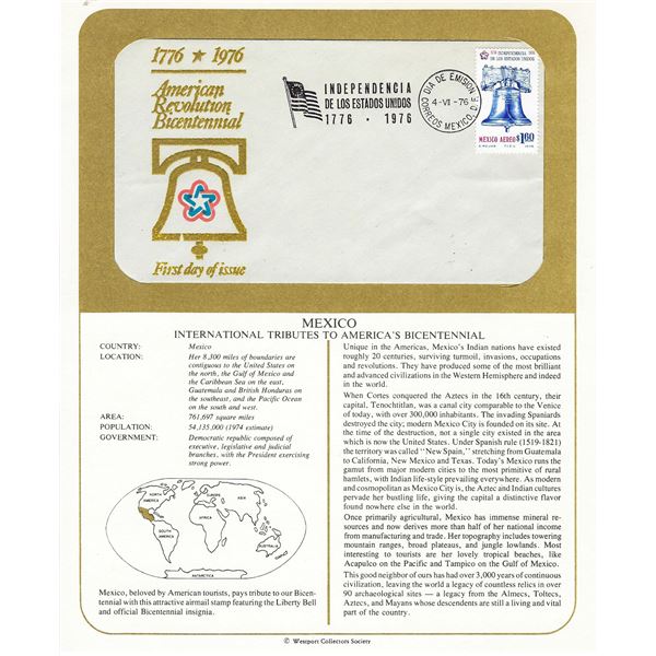 Mexico - International Tributes to America's Bicentennial FDC