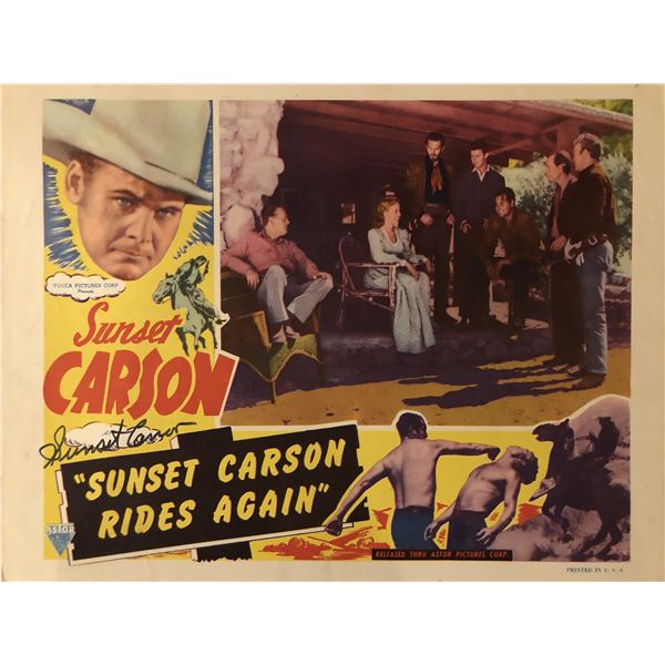 Sunset Carson Rides Again signed lobby card