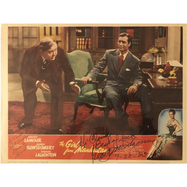 The Girl from Manhattan signed lobby card. GFA Authenticated