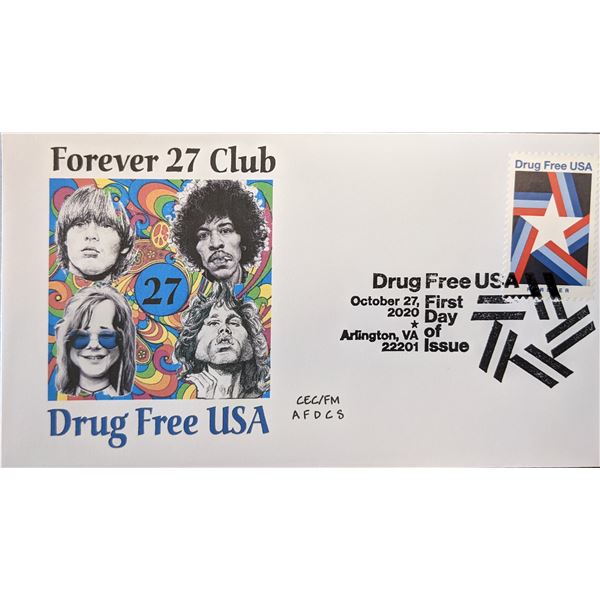 Forever 27 Club Drug Free USA First Day Cover - Jimi Janis Jim and Brian