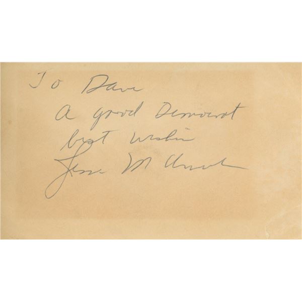 Jesse Unruh signed note
