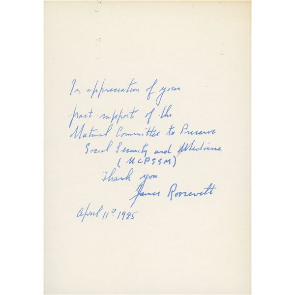 James Roosevelt II signed letter. GFA Authenticated