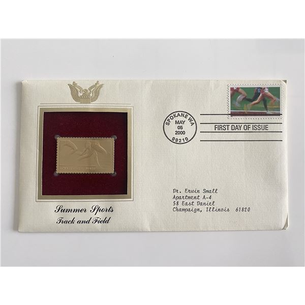 Summer Sports Track and Field Gold Stamp Replica First Day Cover