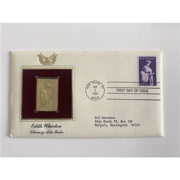 Edith Wharton Literary Arts Series Gold Stamp Replica First Day Cover