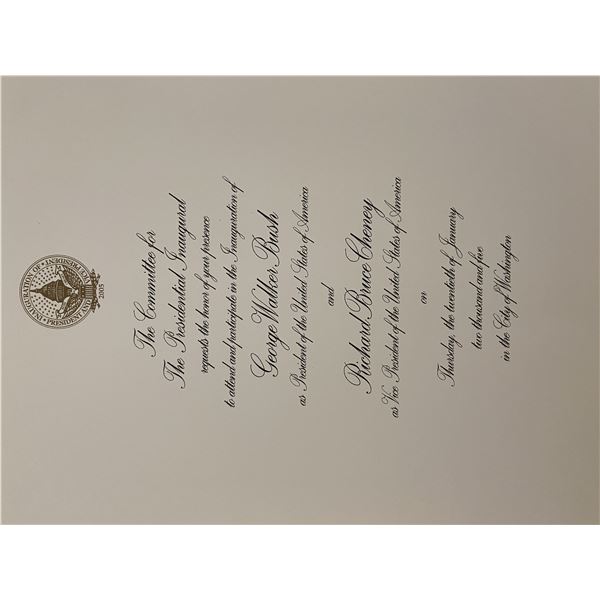 Bush, Cheney 2005 Inauguration Invitation