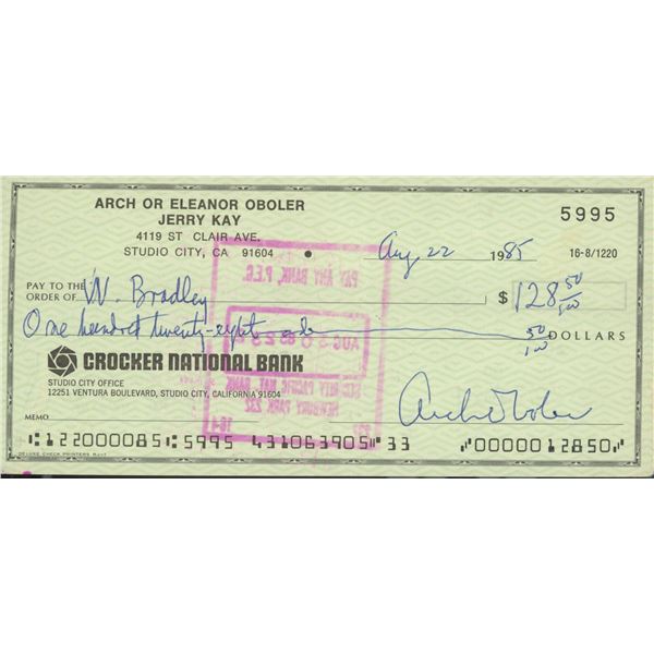 Arch Oboler  signed check