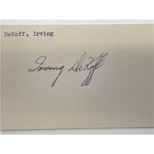Fencing star Irving Dekoff autograph note